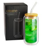 Creano Thermoglas 360ml. mit Deckel und Strohhalm
