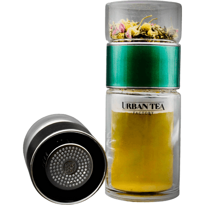 Thermo-Glas Teeflasche & Tea-Infuser Grün Forest